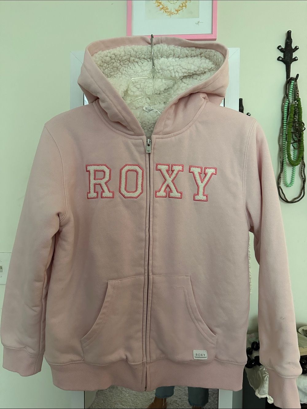 Roxy Girl Light Pink Sherpa-Lined Zip Hoodie L(14/16)
